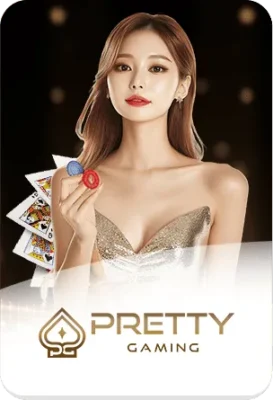 ภาพพรีเซ็นเตอร์ Pretty Gaming ของ 37-WIN แสดงเกมบาคาร่าและคาสิโนสดออนไลน์ ดีไซน์โทนสีทองพรีเมียม เหมาะสำหรับหน้าเว็บคาสิโน